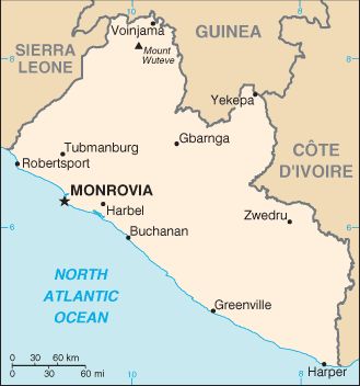 villes carte du liberia